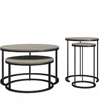 Ameriwood Home Camdale 4-Piece Nesting Coffee and End Table Bundle