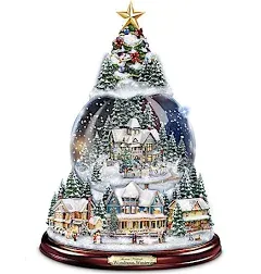 The Bradford Exchange Thomas Kinkade Wondrous Winter Musical Tabletop Christmas Tree with Snowglobe and Lights Up!