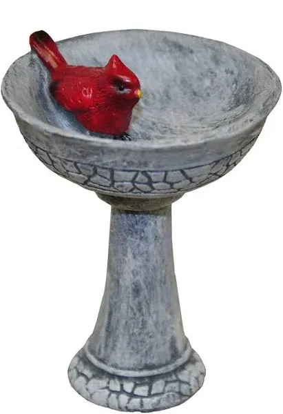 G & F Products MiniGardenn 10027 Fairy Garden Polyresin Miniature, Cardinal Birdbath Pick