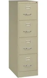 HIRSH Vertical File Cabinet: Light Gray, 4 Drawers, 52 in Overall Ht, 25 in Overall Dp, Steel