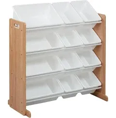 ECR4Kids 4-Tier Organizer with 12 Bins, Toy Storage, Grey/White