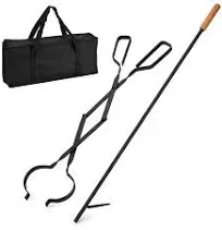 Heavy Duty Fire Tong and Blow Fire Poker Stick Set