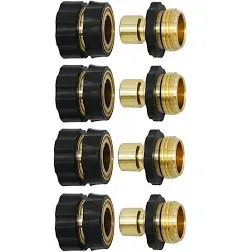 Twinkle Star 3/4 Inch Garden Hose Fitting Quick Connector Set, 4 Set | 4 Way Heavy Duty Brass Garden Hose Splitter, Hose Connector 3/4", Hose Spigot Adapter with 4 Valves