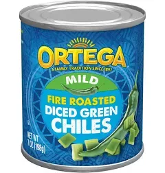 Ortega Green Chiles Diced Fire Roasted Mild Can - 4 Oz