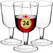 DecorRack 24 Wine Glasses, 6 Oz -BPA Free- Plastic Party Wine Cups, Perfect f...