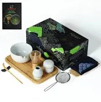 TEANAGOO Japanese Tea Set with Bamboo Tray, Matcha Whisk Set Lt. Gray