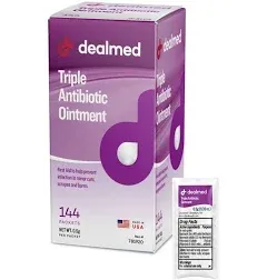 Dealmed Triple Antibiotic Ointment – Made in The USA, Single-Use Packets for Instant Relief from Cuts, Scrapes and Burns, 144 Packets/Box (.5g) - Pack of 1