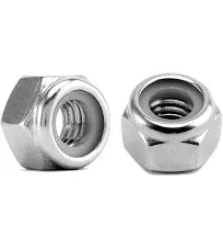 M6 x 1.0mm Nylon Insert Hex Lock Nuts 304 Stainless Steel 18-8 Locknut, Bright Finish, Pack of 50