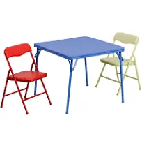 Flash Furniture 3 Pc Kids Folding Table Set In Blue