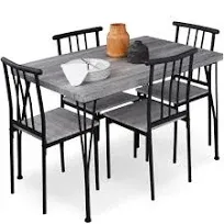 Best Choice Products 5-Piece Metal and Wood Indoor Modern Rectangular Dining Tab