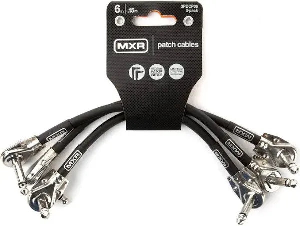 MXR 3PDCP06 1/4" TS Right-Angle Instrument Patch Cables - 6" (3-Pack) | Reverb