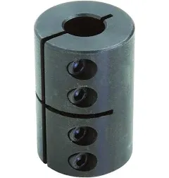 Climax Part CC-100-050 Mild Steel, Black Oxide Plating Clamping Coupling, 1 inch X 1/2 inch bore, 2 inch OD, 3 inch Length, 1/4-28 x 5/8 Set Screw