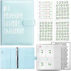 100 Envelopes Money Saving Challenge Binder - 100 Day Money Saving Challenge Book, A5 Savings Challenges Binder with Cash Envelopes and Challenge Trackers to Save $10,000, 5,050, and $500