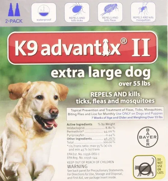 K9 Advantix II Flea and Tick Control Treatment for Extra Large Dogs 6 Doses  NEW