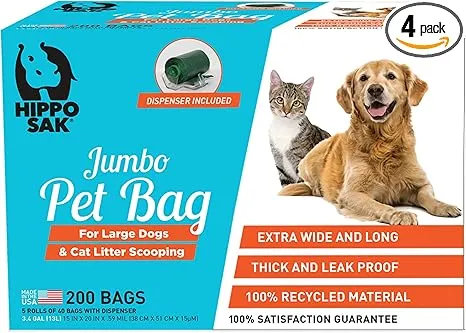 Hippo Sak Extra Large Pet Poop Bags with Dispenser