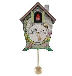 Mark Feldstein Garden Cottage Singing Cardinal Tabletop Wall Sound Cuckoo Clock