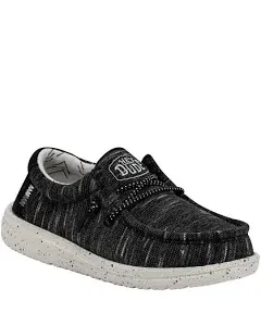 Hey Dude Wally Youth Stretch Black Youth Size YT2