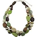 Bocar 2 Layer Statement Chunky Beaded Fashion Necklace for Women Gifts