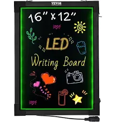 LED Message Writing Board 16&#034;x12&#034; Illuminated Erasable Lighted Chalkboard