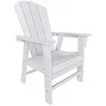 Outdoor Adirondack Chair, HDPE Patio Balcony Chairs, Portside Seashell Nautical Curveback Adirondack Chair and Fire Pit Chairs, White