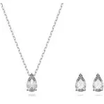 Swarovski Attract Pear Set, White, Rhodium Plated