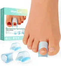 Welnove Hammertoe Corrector - 6 PCS Toe Splints Realign Bent, Curled, Crooked, Claw, Hammer Toes - Toe Straighteners for Men and Women - Blue