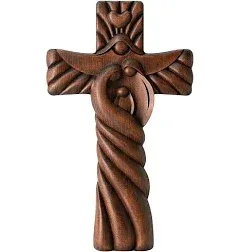 BGCOPPER Wood Chalice Wall Cross Handmade Wooden Cross for Wall Decor for Home Room Church Christmas Gifts (10 Inch)