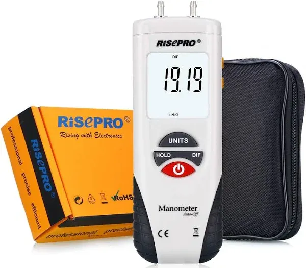 Manometer, RISEPRO Digital Air Pressure Meter and Differential Pressure Gauge HV