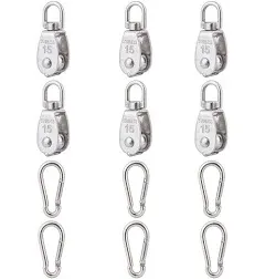 Cadbibe 10Pcs 304 Stainless Steel M15 Single Pulley Block Wire Rope Hanging Wire