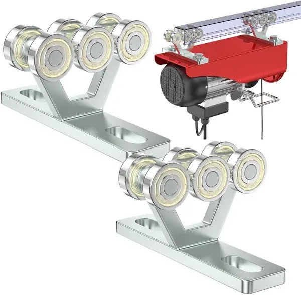 SKTREX 8 Wheel Hoist Trolley with Rollers - Strut Trolley Assembly for Electric Hoist - Fits 1-5/8" Wide and Taller Strut Channel - High Strength and Silent Operation