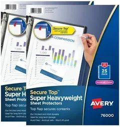 Avery Diamond Clear Secure Top Sheet Protectors, Super Heavyweight, 2-Pack, 50 Page Protectors (86009)