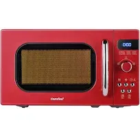 COMFEE&#039; Retro Small Microwave Oven With Compact Size 0.7 Cu Ft/700W, Red