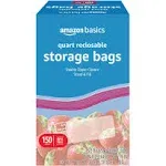 Amazon Basics Quart Food Storage Bags, 150 Count (Previously Solimo)