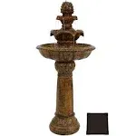 Sunnydaze Decor Ornate Elegance Solar Outdoor Water Fountain with Battery 42" Rustic