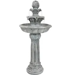 Ornate Elegance Outdoor Solar Fountain with Battery - White by Sunnydaze