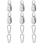 10Pcs 304 Stainless Steel M15 Single Pulley Block, Wire Rope Hanging Wire Towing Wheel, with 10Pcs Spring Snap Hook