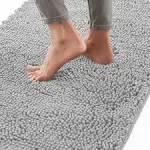 Gorilla Grip Bath Rug 30x20, Thick Soft Absorbent Chenille, Rubber Backing Quick Dry Microfiber Mats, Machine Washable Rugs for