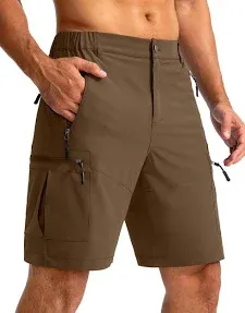 Pudolla Men's Hiking Cargo Shorts 9" Lightweight Outdoor Work Shorts for Men Travel Golf Camping Casual with 5 Zipper Pockets