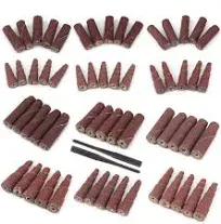 NuoDunco 62Pcs Mini Sanding Cone Engine Porting Assortment Kit Cone Cylinder Shaped Abrasive Sanding Set Sleeve Sandpaper Roll with 1/4inch Shank