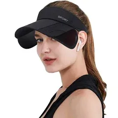 Peicees Wide Brim Visor Hat for Women Golf Visor Cap Sun Protection Hat for Beach Garden Tennis Running Sunshade Hat