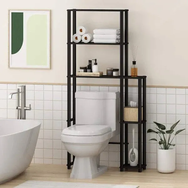 Furinno Turn-N-Tube Wood Toilet Space Saver with 5 Shelves in Espresso/Black