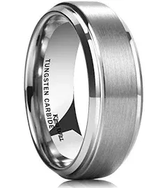 King Will Basic Tungsten Ring for Men 6mm 7mm 8mm 9mm 10mm Silver Black Blue Tungsten Wedding Band Matte Brushed Finish Comfort Fit