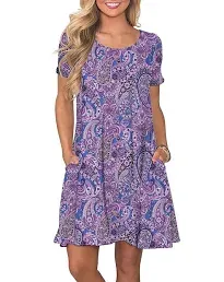 WNEEDU Women&#x27;s\u205fSummer Casual T Shirt Dress Short Sleeve Swing Dress