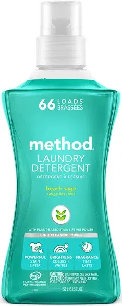 4X Concentrated Laundry Detergent, Beach Sage, 53.5 oz Bottle, 4/Carton