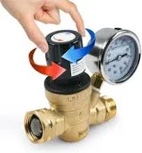 U.S. Solid Water Regulator Valve- 3/4" NH Thread NO Lead Brass Hand Adjustable RV Pressure Regulator with Pressure Gauge