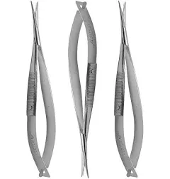 Micro Scissors 4.5" Straight Set of 3 Castroviejo Stitch Cutting Embroidery Spring Action Extra Sharp for ENT Eye Skin Dental Veterinary Surgeon by Wise LINKERS USA