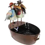 Alpine Corporation NCY298 Outdoor Tabletop Vintage Rustic Metal Crow Birds Soothing Waterfall Fountain, 20", Brown