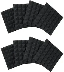 Gator Frameworks 2” Thick Acoustic Foam Pyramid Panels 12”x12”; Charcoal 8 Pack