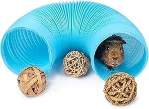 Niteangel Fun Tunnel with 3 Pack Play Balls for Guinea Pigs, Chinchillas, Rats and Dwarf Rabbits (Blue)