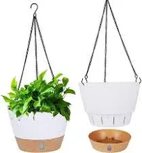 10 inch Hanging Planters with visible Water Level Tray, Self Watering Plant Pot, Drainage